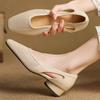 2025 Summer Thick Heel Hollow Sandals Women's New Middle-aged Mother Shoes French Women's Single Shoes Women's Leather Shoes