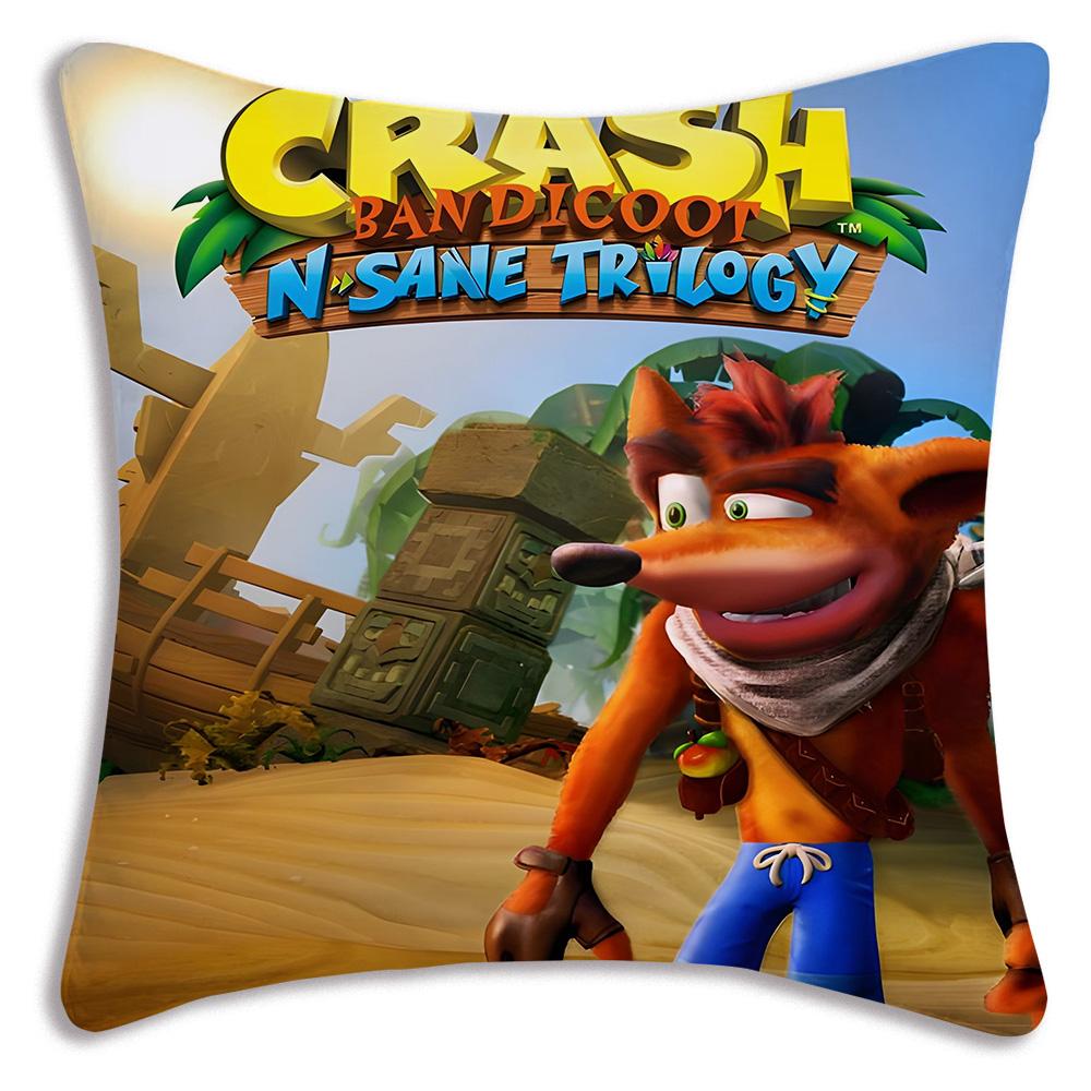 Cartoon Game Crashs Bandicoot Pillow Covers Cartoon Sofa Decorative Home Double-Sided Printing Short Plush Cute Cushion Cover