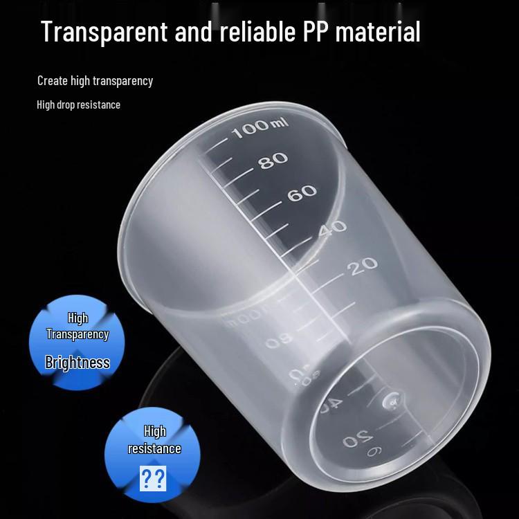 Pahar mic de măsurat din plastic cu scară mililitri: 10ml, 50ml, 100ml