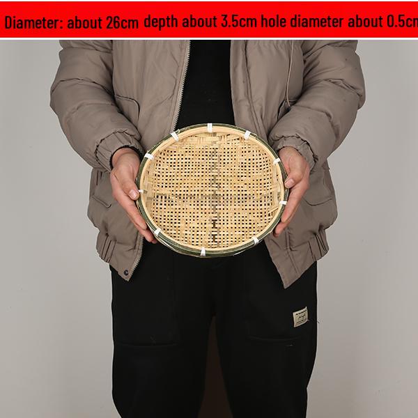 Bamboo Woven Round Winnowing Basket: Household Basket for Storage, Decoration, and Drying Tea or Goods