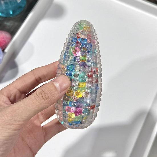 2Pcs Fake Corn Squeeze Toy Anxiety Stress Relief Transparent Corn Pinch Sensory Toy Teens Adults Soft TPR Calming Vegetable Fidget Toy