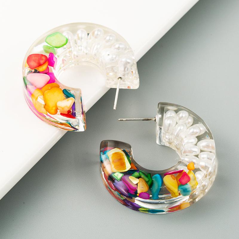 Creative C-shaped Acrylic Dangle Earring Trend Colorful Earrings for Women Brincos Female Fashion Jewelry Earings