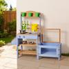 Mud Kitchen, Outdoor Mud Kitchen for Kids, Wood Outdoor Play Kitchens with Planting Box, Critter Catcher Container, Tank, Sink, Cookware Pots and