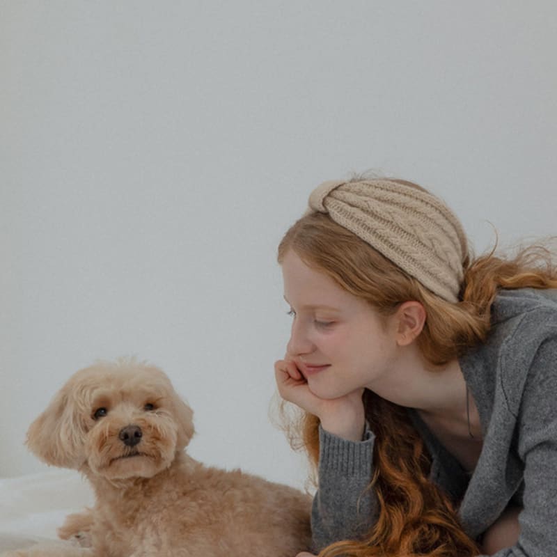 mellotory 100% cashmere cable hairband (beige)