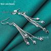 Tassel Snake Bone Chain Heart Silver Earrings for Women - West Lake Beauty Collection