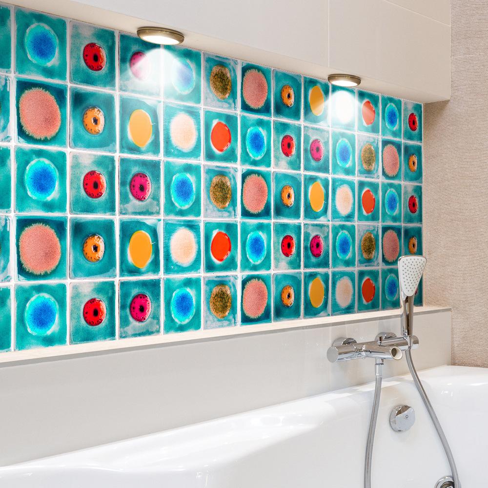 10Pcs Flower Marble Retro Tiles Wall Stickers Imitation Brick Bedroom Decoration Waterproof Self Adhesive Tile Kitchen Cupboard Decor
