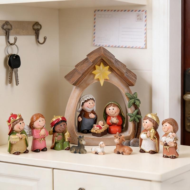 Lighted Christmas Nativity Set Light Up Christmas Nativity Scene for Christmas Decorations Indoor Tabletop Ornament HX6C