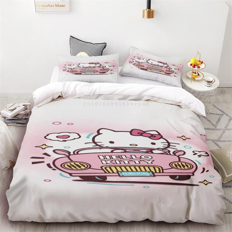 Sanrio Hello Kitty Bedding Sets Cute Bed Cover Comforter Cover Duvet Cover Pillow Case 2-3 Pieces Sets Room Decoration