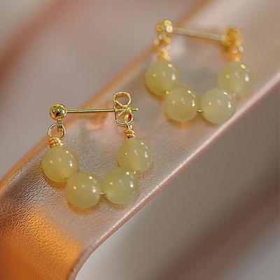 Eleganckie francuskie kolczyki retro hetian jade: Unikalny projekt w stylu Cold Style dla kobiet
