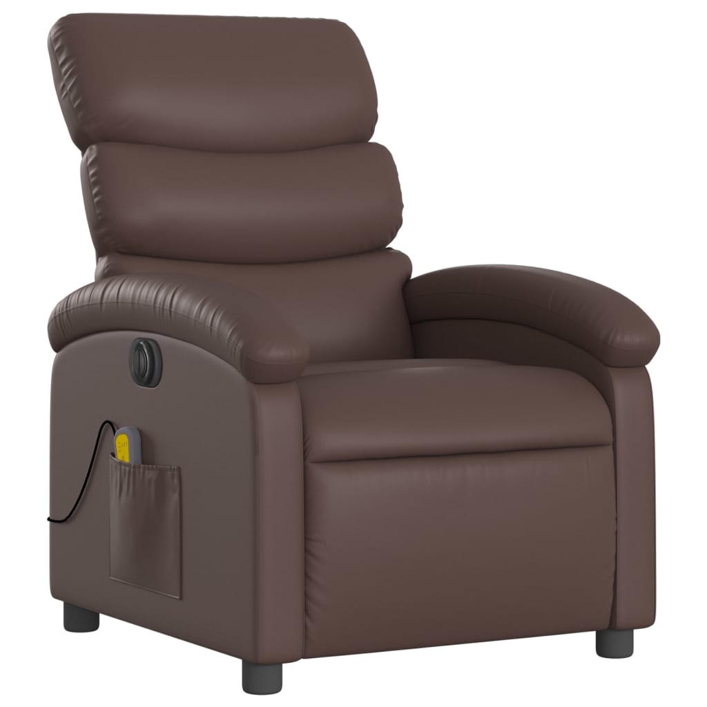 Electric Massage Chair Brown Faux Leather