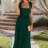 Summer Women's Pullover Hanger Strap Off Shoulder One Line Neck Lace Up Bow Tie Solid Color Split Fashion Casual Sexy Dresses