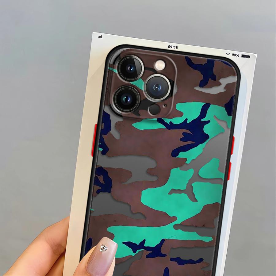 Funda Back Phone Cover Case for iPhone 17 Pro Max 7 8 SE 14 13 Mini XS XR 15 Air 11 12 16 Plus Camouflage Pattern
