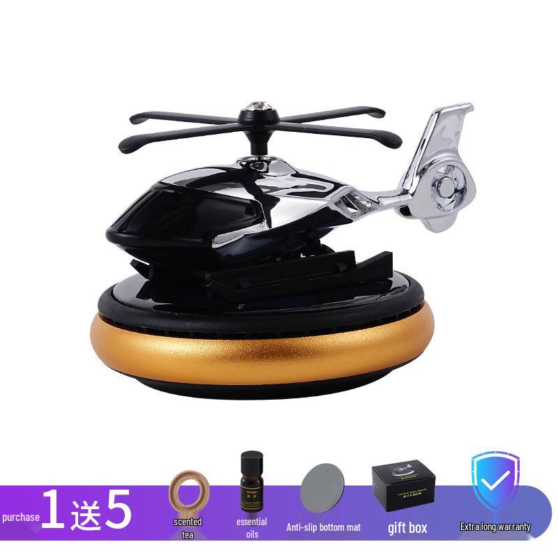 Solar-Powered Rotating Helicopter Car Air Freshener - Perfume Holder for Center Console Default