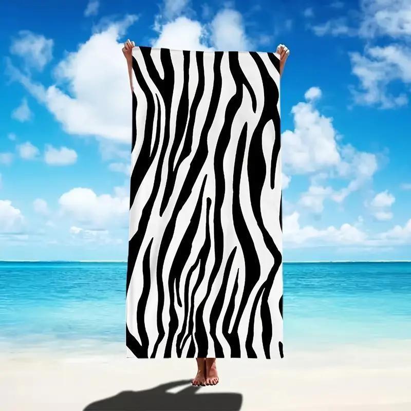 

Zebra-Design Large Quick-Drying Beach Towel, Polyester Sand Sun Protection for Summer Beach Fun W30*H60(CM)
