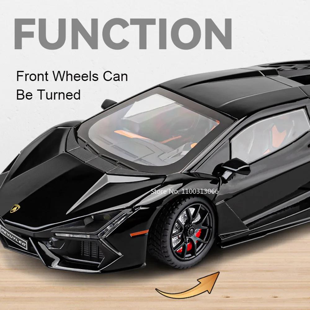 1:24 Scale Alloy Diecast Revuelto Toys Cars Models Light Sound 4 Doors Opened Sports Car Pull Back Vehicles Boys Fun Collection