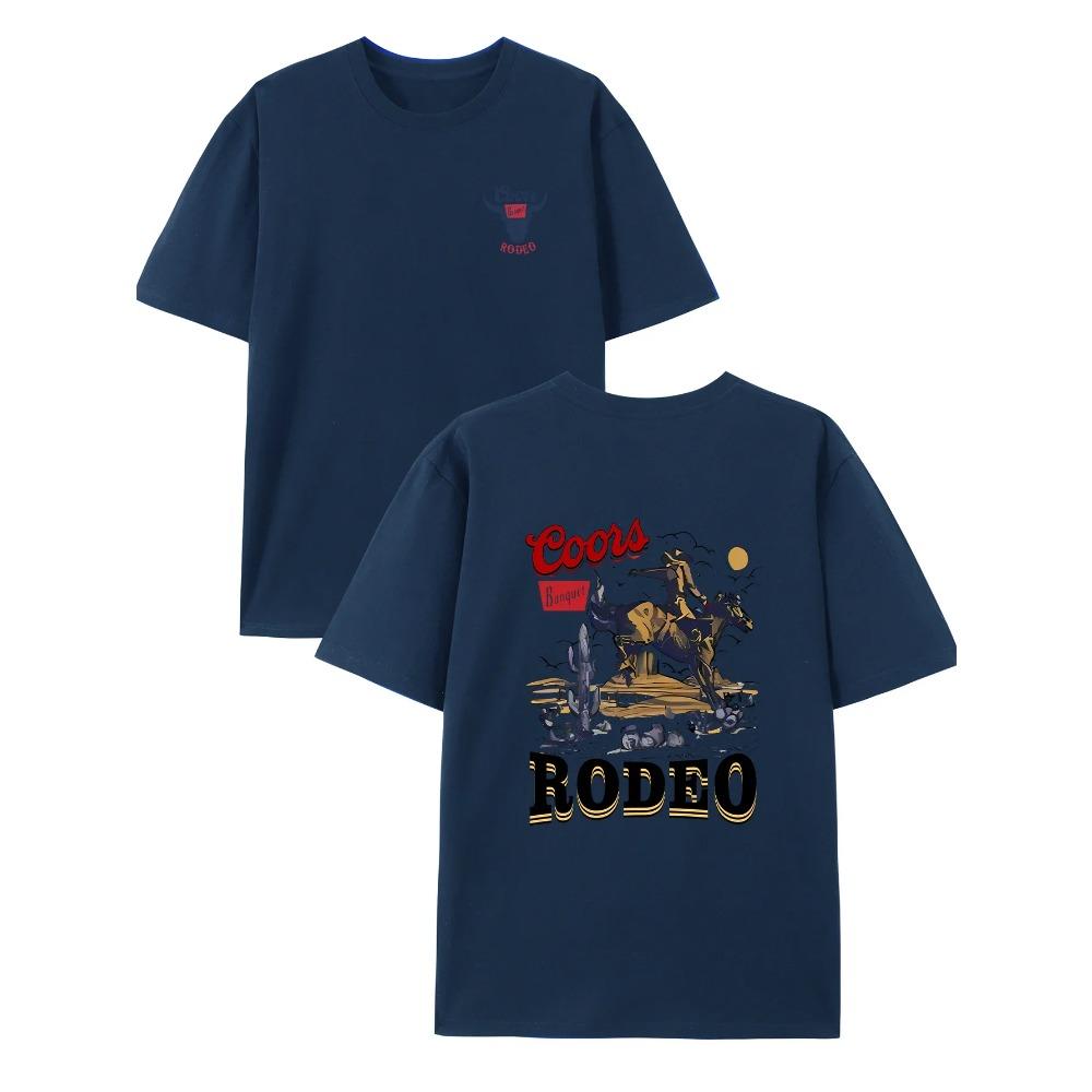 [Tricou Cowboy Casual] Tricou Casual de Vară cu Imprimeu Cowboy - Tricouri cu Mânecă Scurtă pentru Bărbați