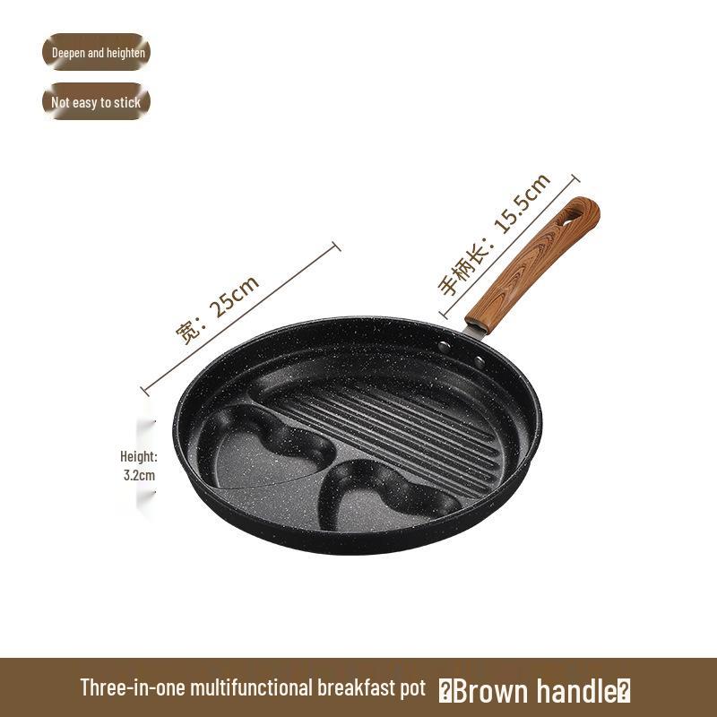 Bakelite Handle Non-Stick Breakfast Frying Pan with Multi-Hole Mold for Eggs, Pancakes, and Burgers