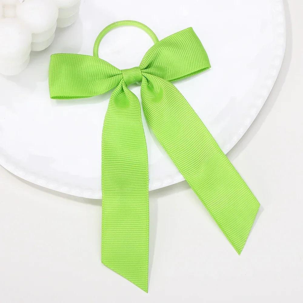 

RAIN BOWS 1Pcs Solid Color Ribbon Bows Hair Bands Toddler Cheer Bow Head Rope Kids Basic Ponytail Headwear Hair Accessories