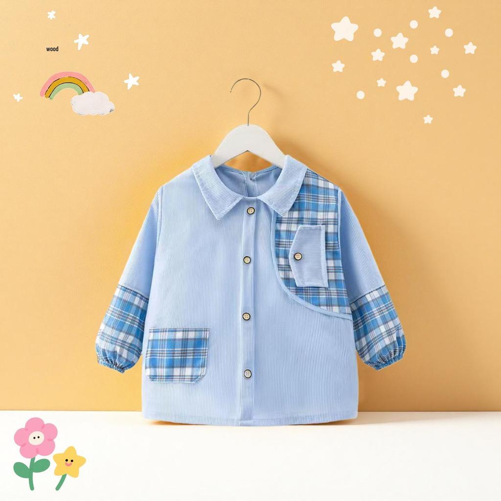 Autumn/Winter Waterproof Coveralls for Babies - Children's Crystal Velvet Stain-Resistant Plaid Bib Shirt & Outerwear
