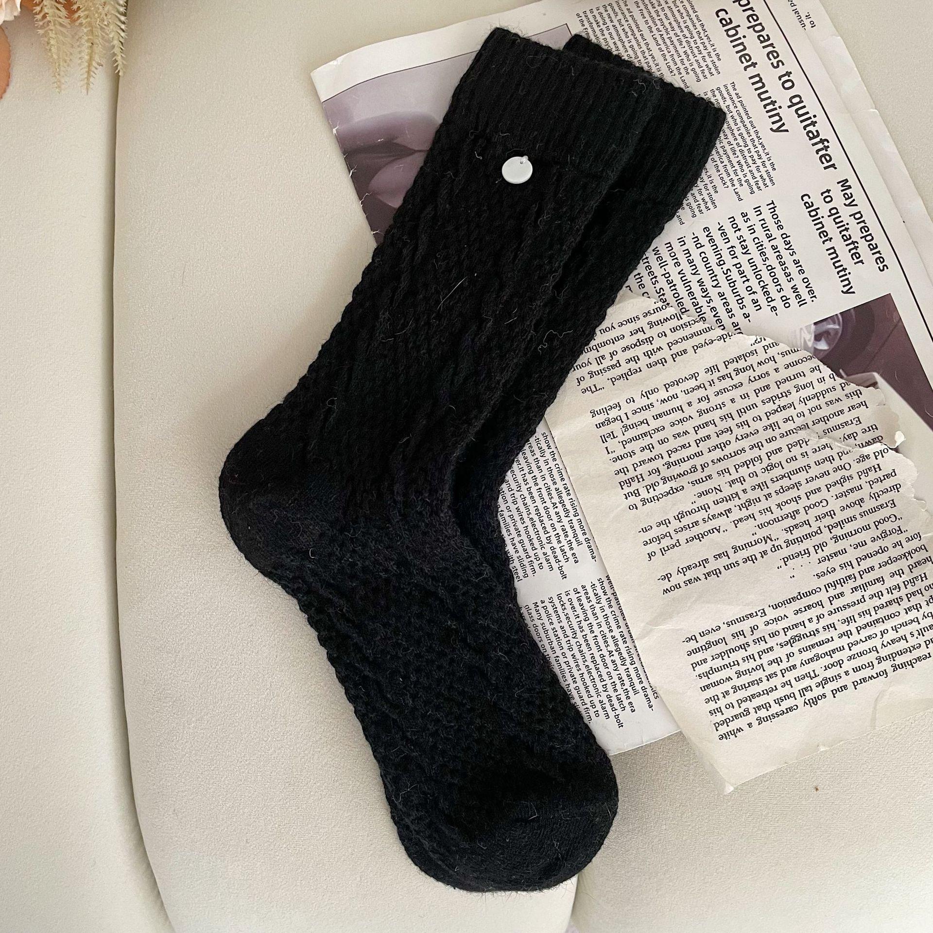 Socks, Women S Wool Socks, Shell Buckles, Korean Twist Pile Socks, Thickened Plush Stockings, Socks One size fits all чёрный
