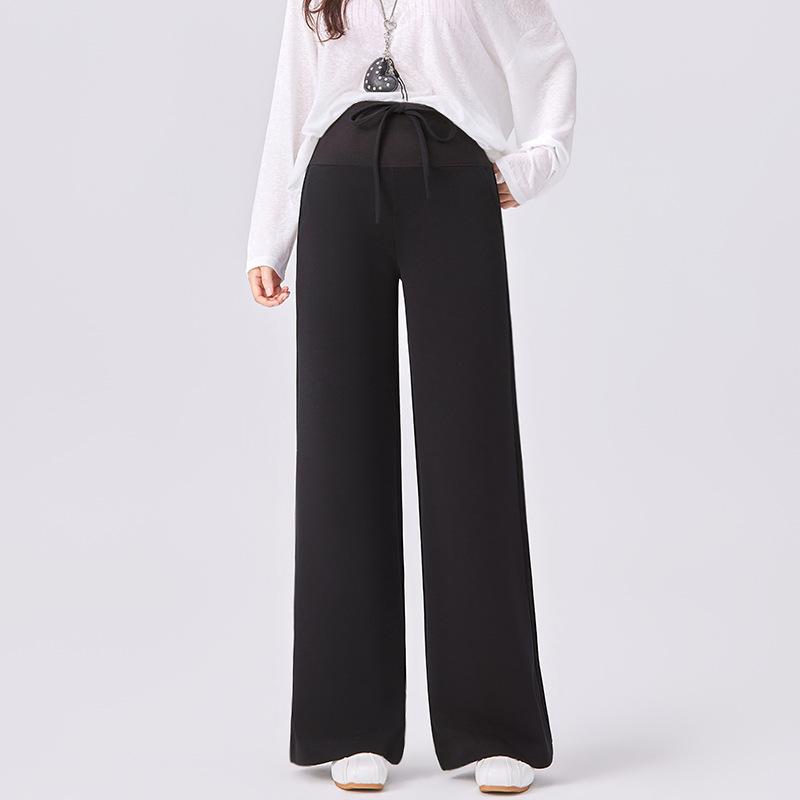 Chic Maternity Wide-Leg Pants: Spring/Summer Thin Style with Belly Support, Slimming Fit, Non-Tightening. 2XL