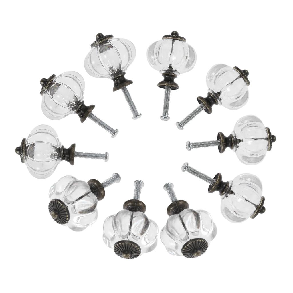6/10pcs Pumpkin Knob Clear Handle Pulls Cabinet Drawer single hole handle Decor Kitchen Dresser Hooks