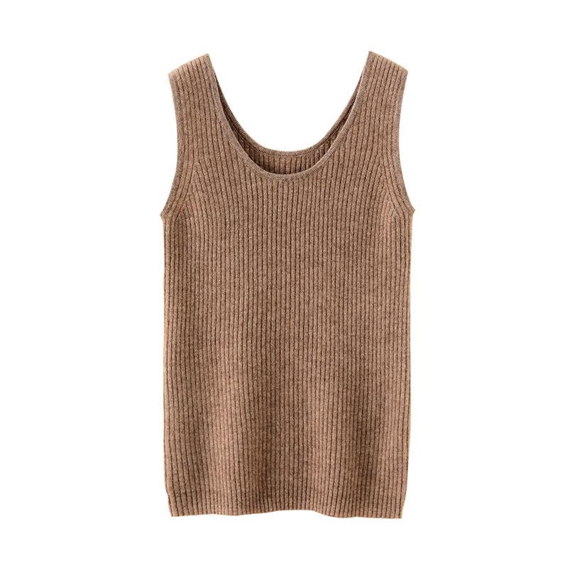 Women's Cashmere Spaghetti Strap Tank: Slimming, Sleeveless, Versatile Knit with Trendy Back for Autumn and Winter