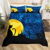 Kids Pumpkin Lantern Duvet Cover Set Twin King Halloween Bedding Set Microfiber Witch Mystery Graveyard Printt Comforter Cover