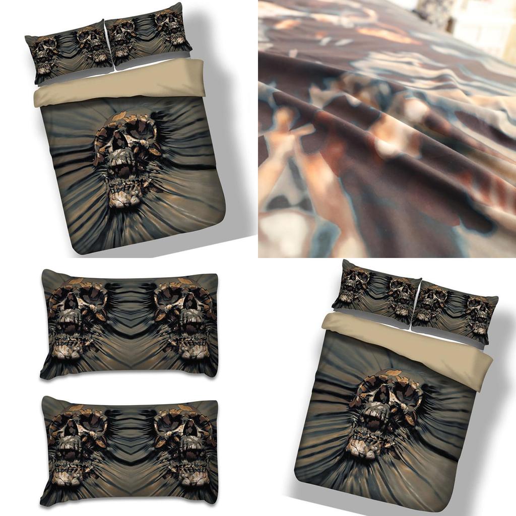 Elegant Skull 3d Duvet Quilt Cover With Pillow Case Reversible Bedding Set For Artistic Appeal