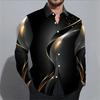 Men's long-sleeved shirt, stylish geometric print shirt, business casual slim-fit long-sleeved collared shirt for men.