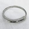 Light Luxury Sparkling Cross Bracelet Silver Full Diamond+smooth Dual Texture Hinge Buckle Accessory
