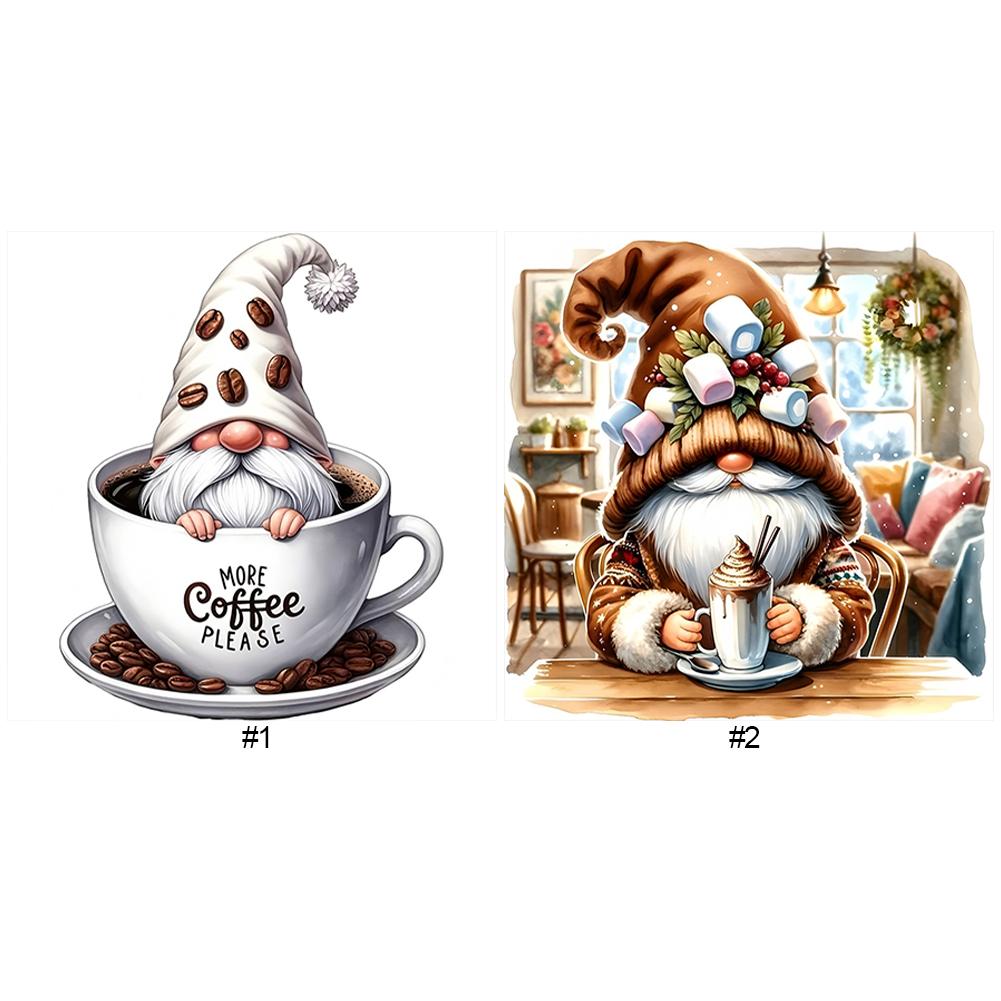 Coffee Gnome 5D DIY Full Drill Round Diamond Painting Kit for Home Wall Decor
