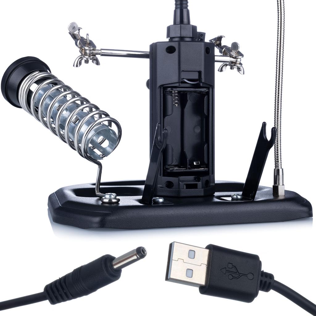 Third Hand With Gooseneck Magnifying Glass, Soldering Iron Holder And Solder Te-802