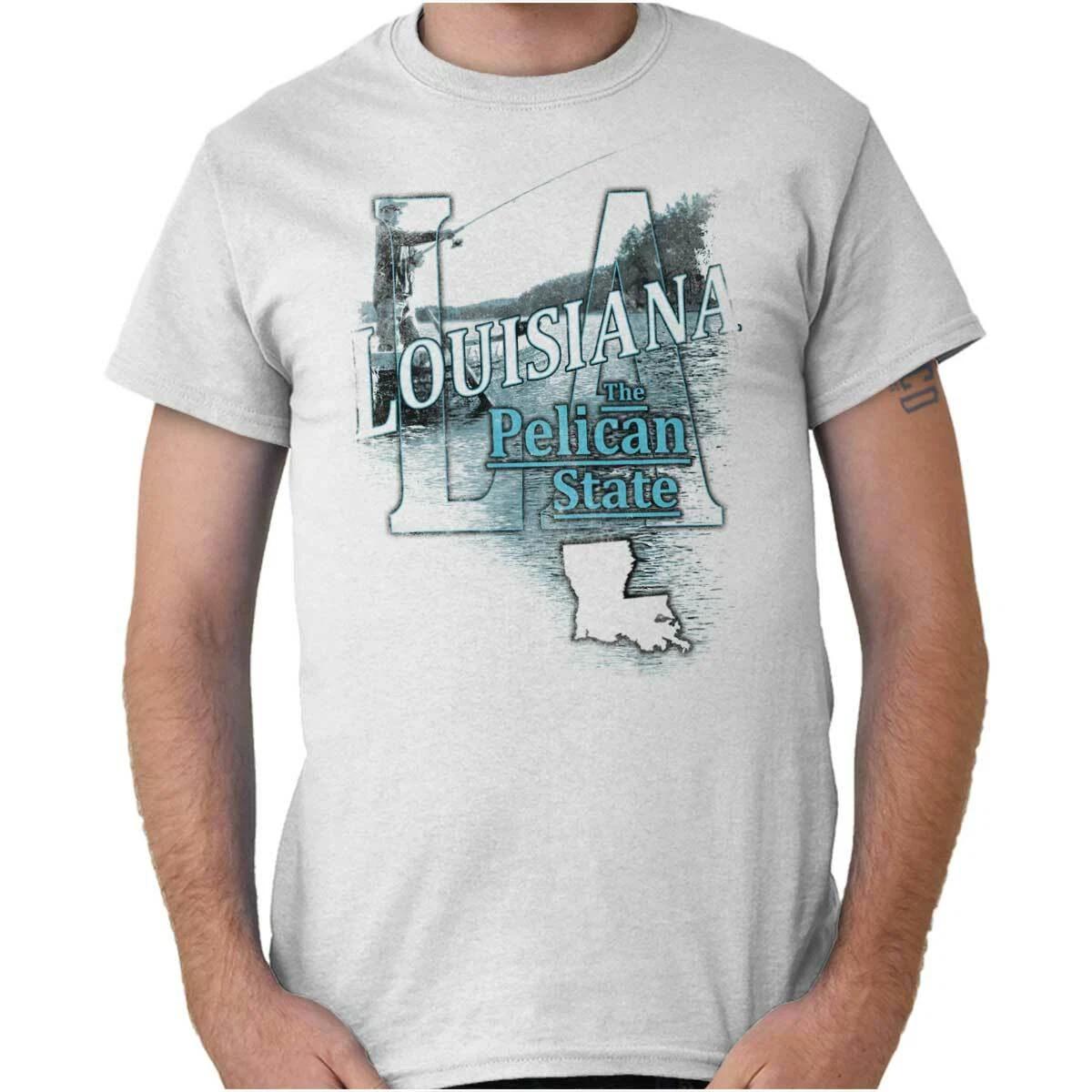 Louisiana Fishing Souvenir Travel LA Tourist Adult Short Sleeve Crewneck Tee XXXXL