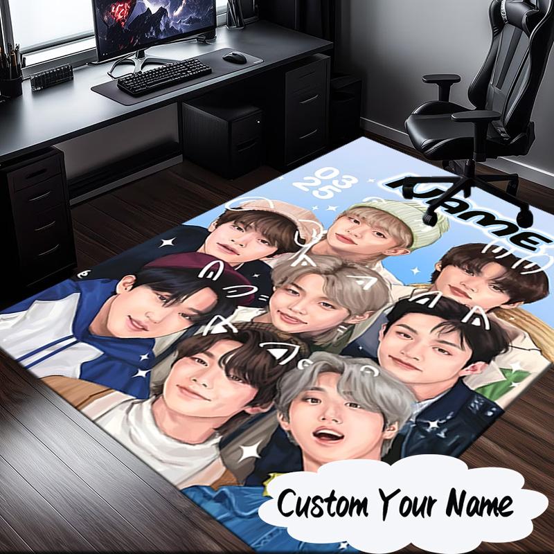 Custom Name K-pop stray Smile Carpet, Chair Rug,Area Rug for Office Bedroom living rooms bedroom, Doormat decor Christmas fan gifts