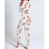 Women Fashion Printed Functional Open Butt Buttoned Romper Casual Long Sleeve Pajamas Jumpsuit Plus Size