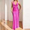 Spring New Women's Clothing Satin Temperament Strap Dress Sexy Backless Neck Dress
