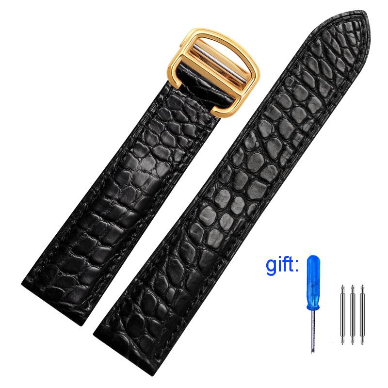 Alligator Leather Strap For Cartier Solo Tank London Genuine Leather Black Brown Watch Band Men Women 16mm 18mm 20mm 22mm 24mm