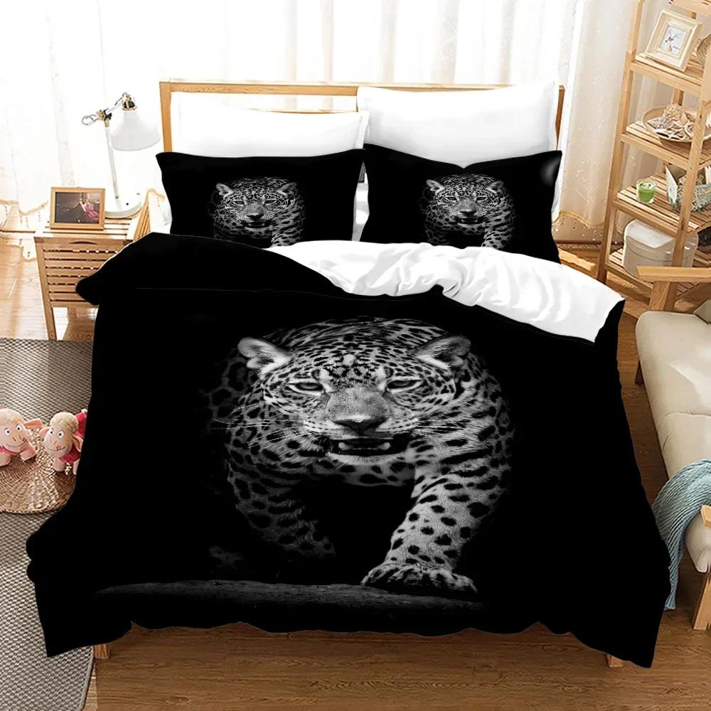 Leopard Black Panther Comfortable Duvet Quilt Cover Pillowcase Bedding Set Children Bedroom Decoration Home Textile
