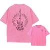 Mens Fun Guitar Print Washed T Shirt Comfortable And Breathable Summer Street Style Fitness Training Pure Cotton Short Sleeve