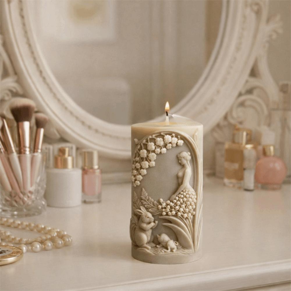 3D Flower Girl Candle Mold Non-stick Pillar Candle Mold Decorative Plaster Mold  DIY Crafting