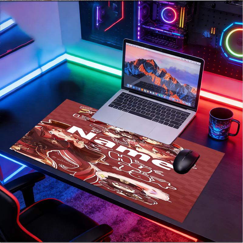 Personalizowana podkładka pod mysz z imieniem i wzorem Genshin Impact, Mata na biurko do laptopa PC, Dekoracyjna mata na biurko do domu, Podkładka pod klawiaturę, Prezent
