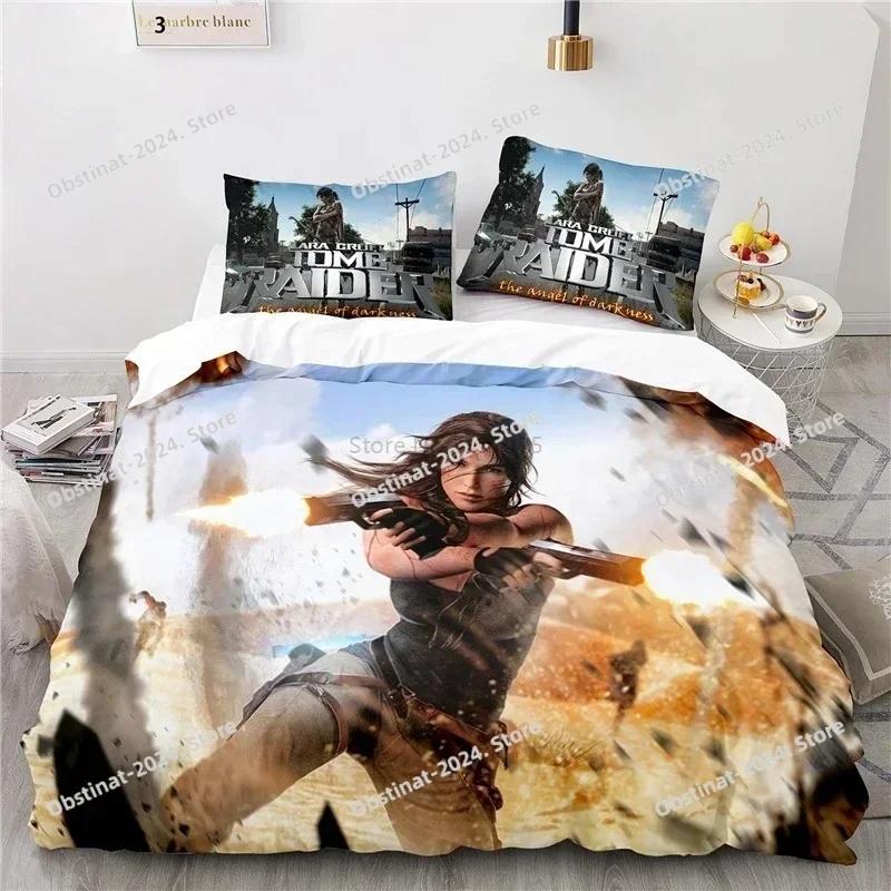 Game Tomb Raider Bedding Set Popular Sexy Laura Bedding Set Comforter Duvet Cover Pillow Case 3 Pieces Sets Kids Adult Size