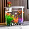 Plastic Tabletop Fish Tank Shatterproof Clear Table Fish Bowl Soil Cultivation Desktop Aquarium Aquaponic for Home Office Decor