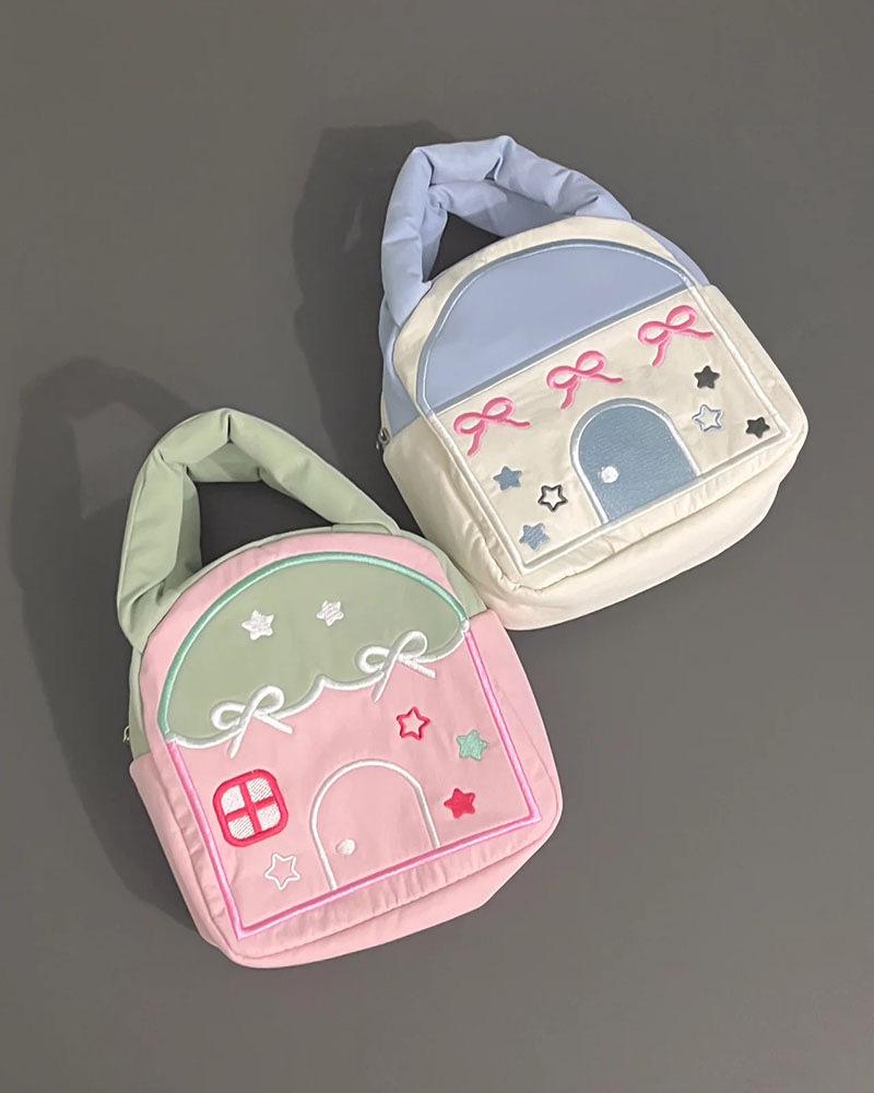 MINKYS Kawaii House Storage Bag Cute Pencil Makeups Storage Handbag School Office Stationery