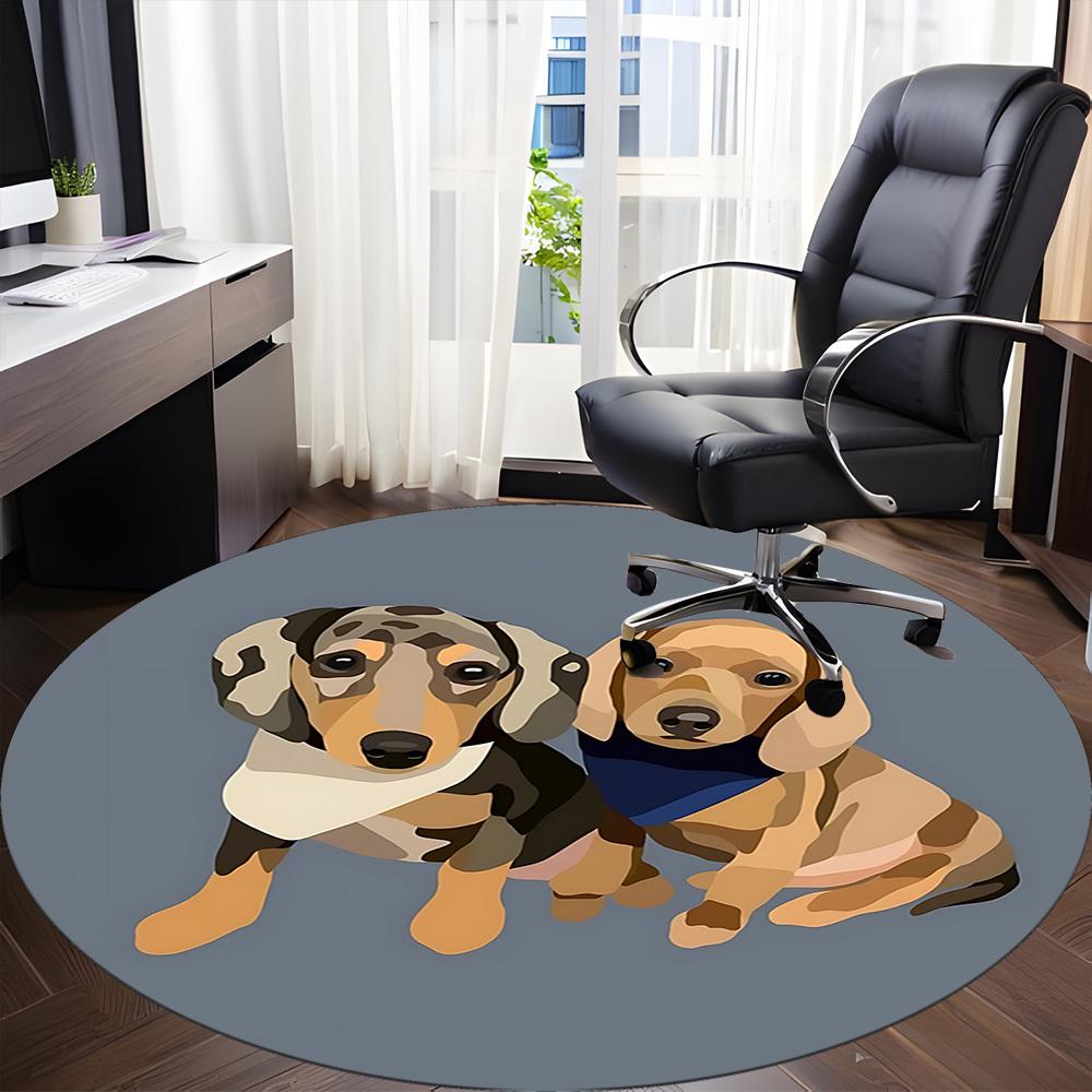 1pc Dogs Office Round Rug, Non-slip, Soft and Durable Office Rug for Interior Decoration, Perfect for Office, Beautiful Decoration yy260323010