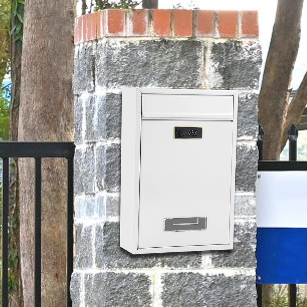 Combination Lock Security Mailbox Wall Mount 22x8.5x32cm Accessory for Residential House Metal Post