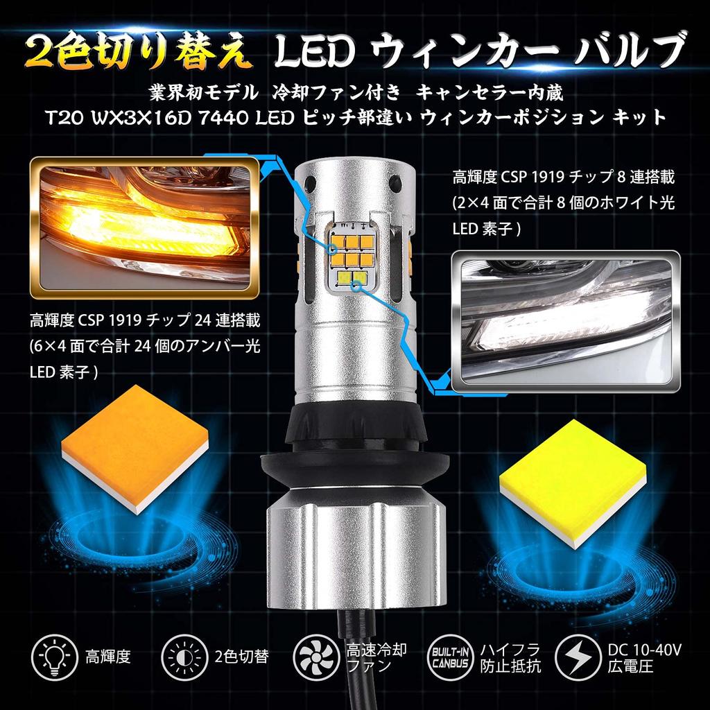 Mixsuper T20 WX3X16D 7440 LED Turn Signal Position Kit with Staggered Latest Model with Cooling Amber 3600LM 28W Turn White 1600LM 6W Turn Daytime