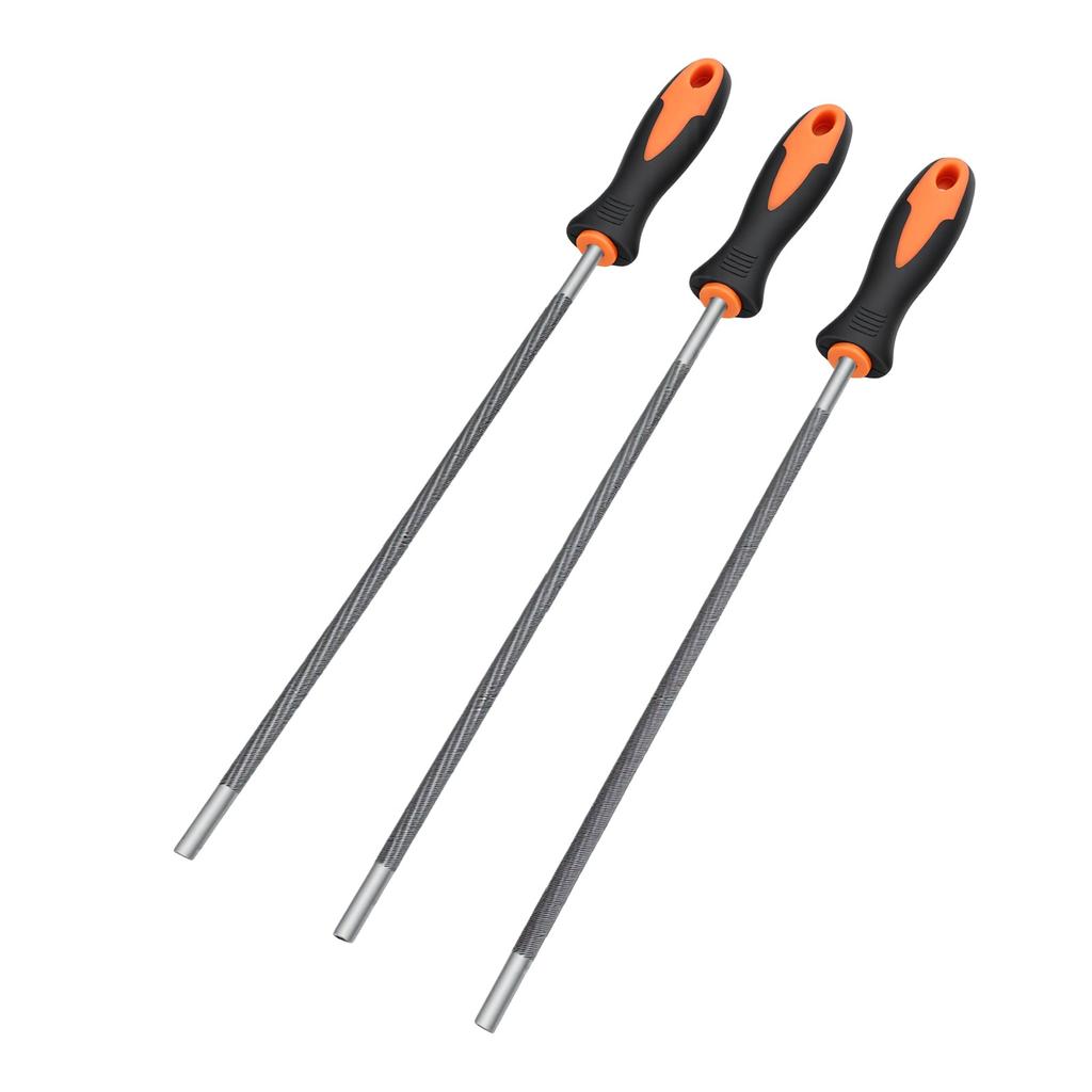 3 Pcs Chainsaw File 5.5mm 7 32 Inch Round Steel Saw Chain File with Non Slip Handle for Sharpening Grinding