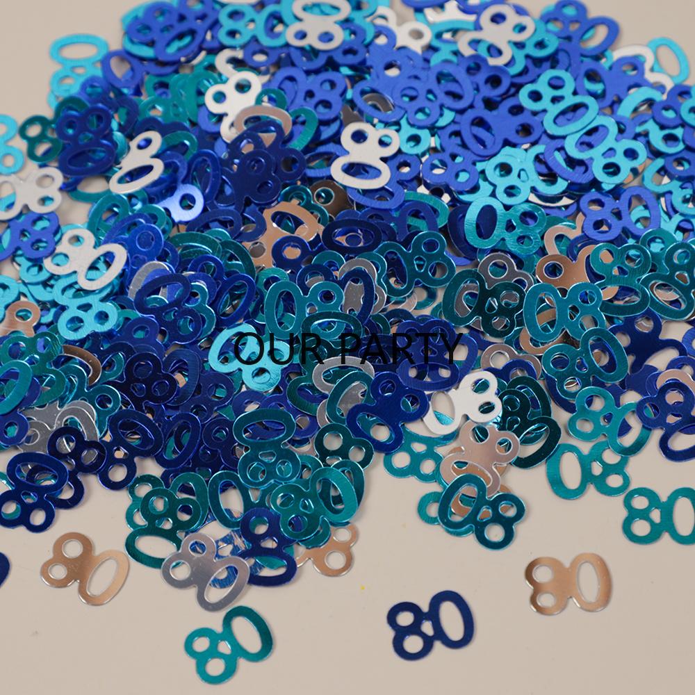15g/bag Number 80th Years Old Sequin Confetti Digital 80 Table Scatter for Anniversary Happy Birthday Party Decorations